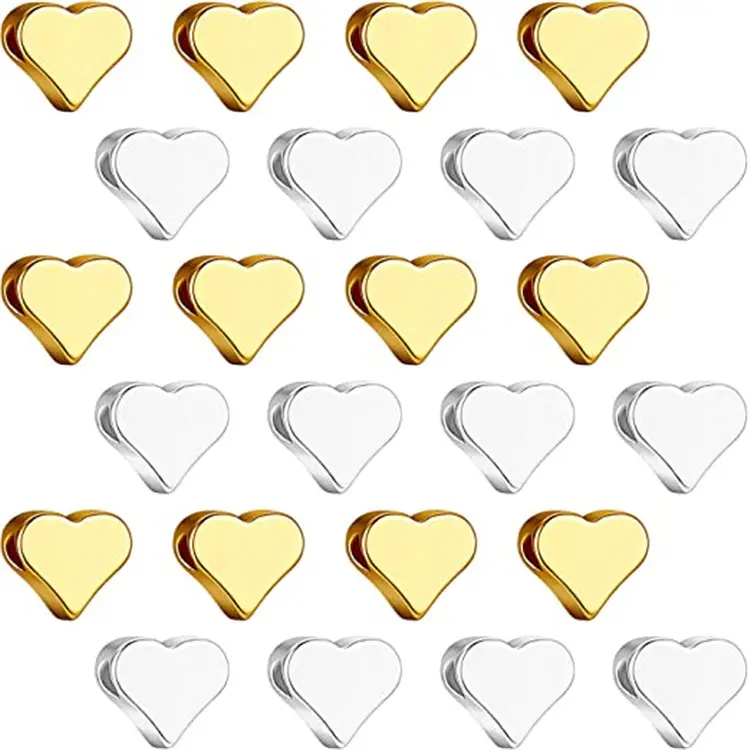 300pcs Heart Spacer Beads Loose Beads Heart Shaped DIY Beads for Making Bracelet Necklace Earring Accessories Handmade Charms