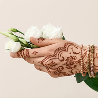 Autocollants de tatouage temporaire au henné rouge pour la main entière, motifs de tatouage au henné marron pour femmes