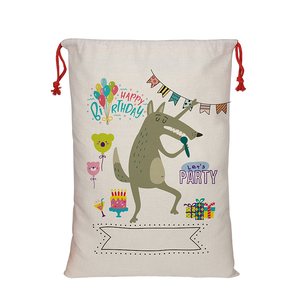 Sac <span class=keywords><strong>à</strong></span> cordon en lin personnalisé et écologique, motif <span class=keywords><strong>renard</strong></span> de <span class=keywords><strong>dessin</strong></span> animé, pour bonbons et cadeaux d'anniversaire pour enfants, vente en gros - Product Image 3