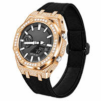 Boîtier de montre en métal entièrement serti de zircons 5A, bracelet en acier inoxydable, nylon et fibre de carbone, kit Royal Mod Oak G Ga2100 Shock