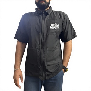 Chaleco de Barbero Negro con Cierre para Hombre, con Bolsillos Delanteros y Logotipo Impreso, Ropa Exterior Informal para Peinado y Estilismo - Product Image 1