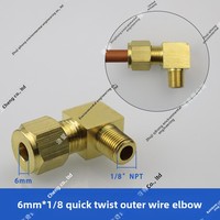 Raccord coudé femelle à double ferrule en laiton 6 mm (1/8 po) à filetage interne, haute pression, pour pulvérisation d'eau, à déconnexion rapide