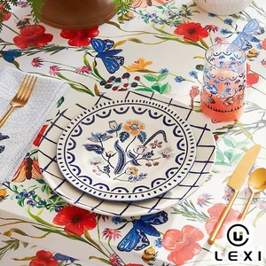 Service de vaisselle en céramique bleu et <span class=keywords><strong>blanc</strong></span> à carreaux, style nordique, parfait pour une utilisation en restaurant ou pour la décoration de la table à manger à la maison. - Product Image 3