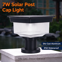 Lampe solaire à LED en aluminium moulé sous pression 7W, IP65, étanche, pour l'éclairage extérieur des portails de villa, des colonnes, des clôtures et des entrées