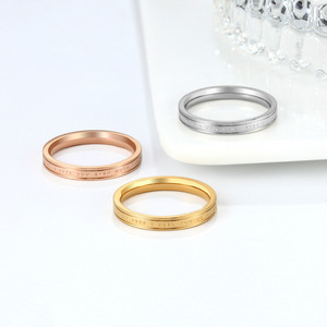 Approvisionnement direct usine : Bague pour homme en acier inoxydable avec lettres coréennes, plaqué or 14 carats, ornement tendance, vente en gros - Product Image 2