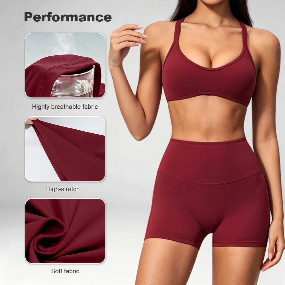 Women's Off-the-Shoulder Neck Print Sports Bra High Waist Biker Shorts 2-Piece Set 4-Way Stretch Workout Outfit for Yoga Fitness