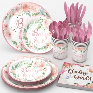 Per Baby shower e feste di compleanno ragazze mongolfiera per feste stoviglie e decorazioni rosa <span class=keywords><strong>carta</strong></span> usa e getta vassoi e striscioni - Product Image 5