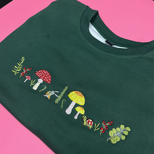 Sudadera verde 100% de algodón para hombre, suministro ODM de invierno con setas bordadas, conejo, Tortuga, teñido liso, bordado 3D - Product Image 1