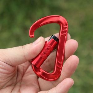 High Strength 12KN D-Shape Auto <b>Lock</b> Aluminum <b>Portable</b> Carabiner for Rock Climbing Hiking Custom Logo Option Black Red Blue - Product Image 4
