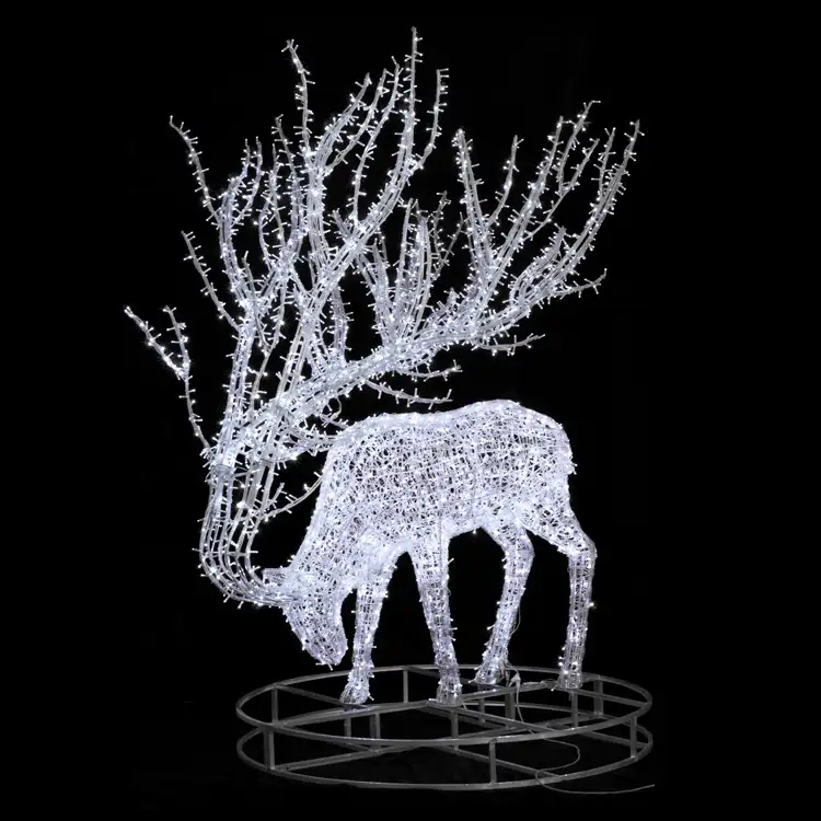 Large Outdoor 3D Reindeer and Moose Christmas Led Motif Lights Decorative Collections