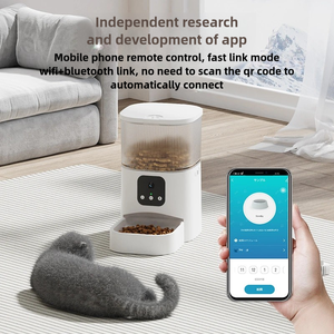 Alimentador automático inteligente para mascotas de 6L, cuencos dobles, dispensador de acero translúcido, comida para gatos, perros, comida para perros, alimentador inteligente - Product Image 3