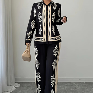 Nuovo Set Estivo Sportivo da <span class=keywords><strong>Donna</strong></span> alla Moda, Due Pezzi con Stampa Floreale, Top Ampio e Pantaloni a Vita Alta - Product Image 2