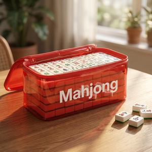 Bolsa de Almacenamiento para Fichas de Mahjong, de PVC Transparente, Color Morado y Rojo, con Cierre, Asa y Logotipo Personalizado, Impermeable, Portátil y de Lujo - Product Image 1