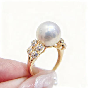 Base para Anillo de Plata S925 con Perlas DIY 10757, Base para Joyería de Plata y Oro con Perlas Redondas de 10-13 mm para Anillos de Diamantes - Product Image 5