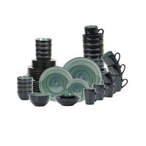 ชุดจานอาหารค่ำเซรามิกสีน้ำเงินโซโนมา 56 ชิ้น วาดลายด้วยมือ พร้อมแก้วกาแฟหรูหราสำหรับครัวระดับพรีเมียม ชุดอาหารค่ำสุดหรู สำหรับงานเฉลิมฉลองและมงคล - Product Image 1