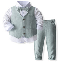 Promo! Setelan Baju Anak Laki-laki 3 Pcs, Kemeja Katun Formal, Rompi, Celana, untuk Musim Semi, Gugur, dan Musim Dingin