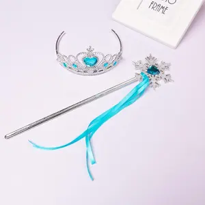OEM Wholesale Princess Girls Elsa Frozen HeartとDiamond Crown Magic Wand RibbonためChildren Hairband Party Accessory