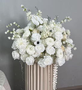 RHD Bola de <span class=keywords><strong>Flores</strong></span> Artificiales de Rosa y Anémona, Centro de Mesa para Bodas, Arreglo de <span class=keywords><strong>Flores</strong></span> de Seda para el Pasillo y Decoración de Mesas de Boda - Product Image 4