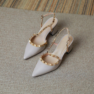 2025เปลือย5ซม. ส้นเตี้ยหัวแหลมรองเท้าส้นแบนขนาดเล็กรองเท้าแตะฝรั่งเศสแบบช่องใส่สบายสำหรับผู้หญิงส้นสูงกลางแจ้งฤดูร้อน - Product Image 2