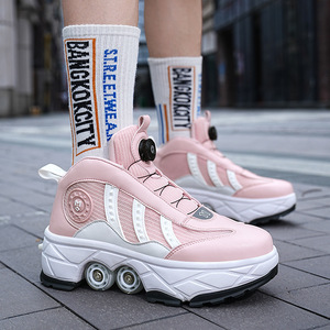 Roller Skates With Brakes Four Wheel Sporty Style Anti Slippery PU Outsole Round Toe Helios Skateboarding Shoes - Product Image 2