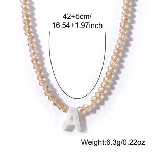 Ximang 2024 新年明けましておめでとうございます 白い貝殻ペンダント シャンパンクリスタルビーズネックレス 女性用デザインジュエリー 誕生日プレゼント - Product Image 5