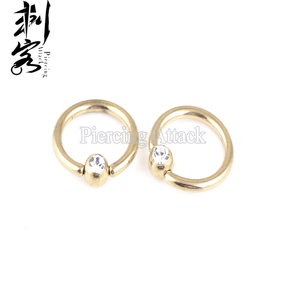 จิวใส่จมูกปิดรูเจาะจมูกแบบใสขนาด14นิ้วทำจากสเตนเลสสตีลเคลือบทอง - Product Image 2