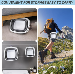 Seau pliable carré rétractable en plastique PP+TPR de 10L, tendance, gain de place, pour le nettoyage domestique, multi-usages, logo personnalisé - Product Image 2
