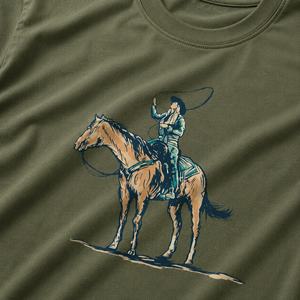 Camiseta con estampado de vaquera montando a caballo para mujer, informal, de manga corta, de algodón, con cuello redondo - Product Image 3