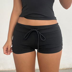 Shorts pour femmes à taille basse avec cordon de serrage, coupe ajustée, extensible, décontracté, sexy, style américain, shorts de sport basiques - Product Image 3