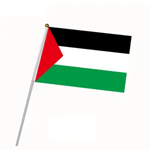 Bendera melambai tangan Palestina poliester grosir kustom mode murah 2023 untuk parasi pemilihan