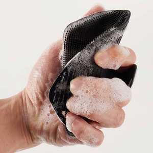 Nouvelle brosse exfoliante en silicone de qualité supérieure, forme carrée, pour le corps, le dos, le visage et le cuir chevelu, avec logo personnalisé, noire, pour la douche - Product Image 1