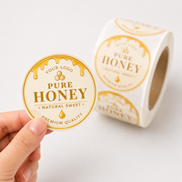Etiqueta Adhesiva Personalizada con Logotipo en Dorado Mate sobre Negro, Etiqueta de Vinilo Adhesiva Impermeable para Alimentos, Rollo de Etiquetas para Botellas, Etiqueta para Productos