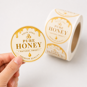 Custom Print Black Matte Gold Foil Logo Label Sticker Food Waterproof Adhesive Vinyl Sticker Roll Bottle Packaging Product Label - Product Image 4