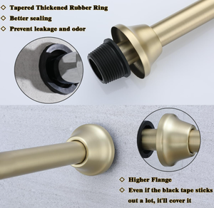 Sifão de Pia de Banheiro em Latão Tipo <span class=keywords><strong>U</strong></span> 1-1/4 polegadas com Tubo de Extensão de Junta Deslizante, Kit de Drenagem de Pia com Altura Ajustável, Escovado - Product Image 2