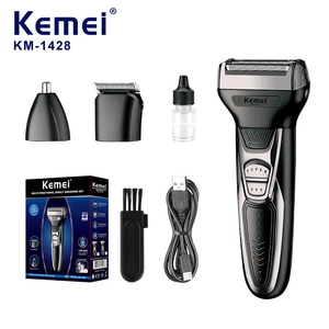 Rasoir électrique multifonction Kemei Km-1428 avec batterie 1000 mAh, tondeuse à <span class=keywords><strong>barbe</strong></span> 3 en 1 à faible bruit, <span class=keywords><strong>coupe</strong></span>-poils de nez pour hommes, vente en gros - Product Image 1