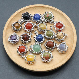 Haute qualité pierre précieuse naturelle <span class=keywords><strong>hexagramme</strong></span> Merkaba pendentif guérison oeil de tigre améthyste pendentif à breloques pour collier bricolage fabrication - Product Image 1