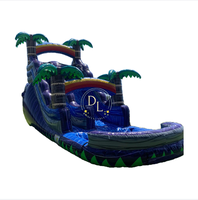 Toboggan aquatique tropical commercial le plus vendu, prix d'usine, toboggan gonflable palmier pour piscine, PVC durable, certifié CE, garantie 3 ans