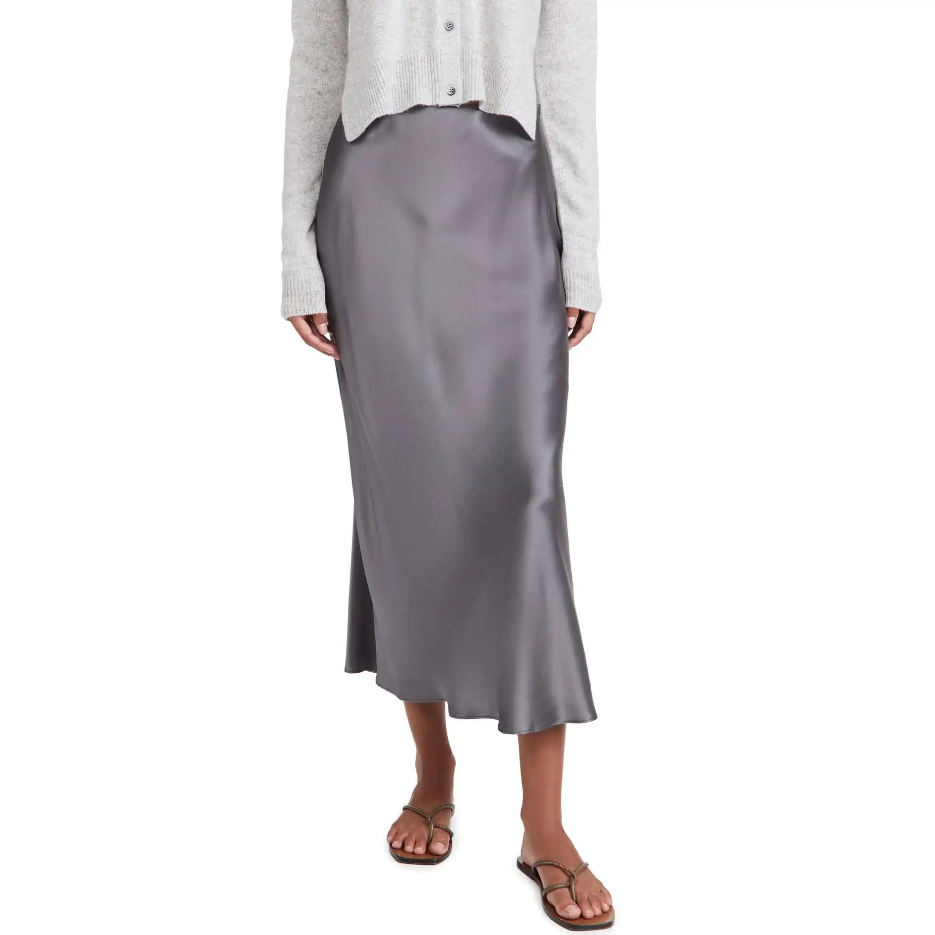 2022 Autumn New High Waist Skirt Satin Silk Skirts Draping Midi Summer Fishtail Maxi Silk Satin Skirt Ice Silk Purple