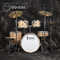 Batterie de percussions complète pour adulte OTIS DO-C06, coque en peuplier, PVC à grain de bois naturel, pédale à double chaîne et cymbales