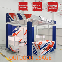 Stand d'exposition modulaire extérieur 10x10 pieds, personnalisé en aluminium avec tissu tendu et enseigne lumineuse au néon