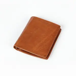 RFID Blocage Bifold Hommes Slim Portefeuille Rétro En Cuir Véritable Porte-Cartes De Crédit Bifold Portefeuille