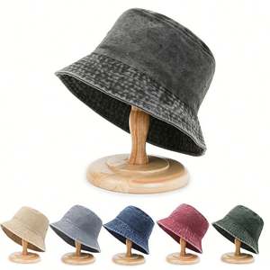 Chapeau de pêcheur en denim délavé à la couleur au design personnalisé élégant à la mode en gros - Product Image 2