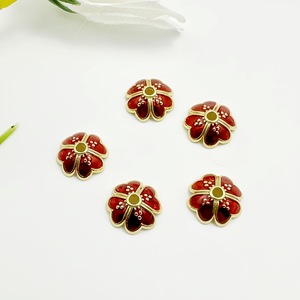 ลูกปัดดอกไม้โลหะผสมสไตล์จีนขนาด 10 มม. ชุบเคลือบสำหรับงานฝีมือทำมือ - Product Image 2