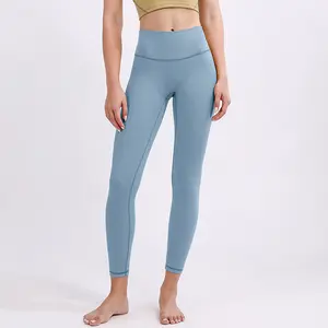 Leggings fitness da corsa a vita alta leggings da yoga con tasche lululemons leggings solidi da donna