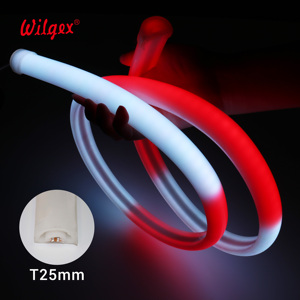 Bande <span class=keywords><strong>LED</strong></span> néon flexible T25 demi-rond B2 DIN4102-1 à faible émission de fumée, sans halogène, en silicone écologique, 24V, lumière uniforme - Product Image 5