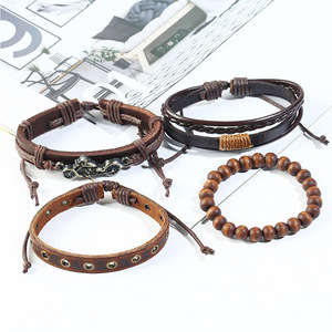 Ensemble de montres pour homme avec boîtier en alliage, <span class=keywords><strong>bracelet</strong></span> en acrylique, chronographe à quartz, style décontracté, double <span class=keywords><strong>bracelet</strong></span> + <span class=keywords><strong>bracelet</strong></span> punk pour vélo, 5 pièces/ensemble - Product Image 5