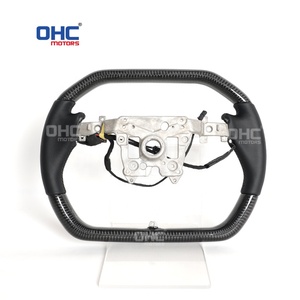Volant en fibre de carbone Style Cybertruck pour Tesla Model 3 2023 + avec chauffage et moteurs OHC en cuir lisse noir - Product Image 6