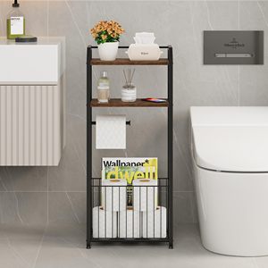 Étagère murale SENYU à double niveau en acier inoxydable, style industriel moderne, gain de place, organisateur de rangement pour salle de bain - Product Image 2
