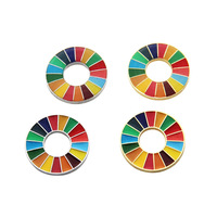 Badge métallique personnalisé Colombe de la Paix pour broche, épinglette SDG (Objectifs de Développement Durable) en émail souple avec roue arc-en-ciel