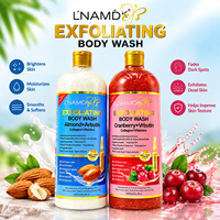 L'NAMDK Gel Douche Exfoliant 1000ml Arbutine Collagène Vitamine Hydratant Contrôle du Sébum Soin de la Peau 1000ml
